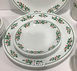 Corelle WINTER HOLLY Berry 16pc Dinnerware Service For 4 Christmas Holiday
