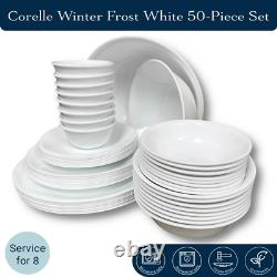 Corelle Winter Frost White, Chip Resistant Dinnerware Set, Service for 8, 50 pcs