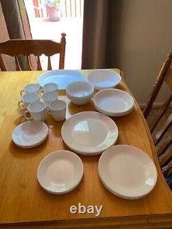 Corelle Winter Frost White Dinnerware Serves 6 Plus Bowl and Platter 44 Pieces