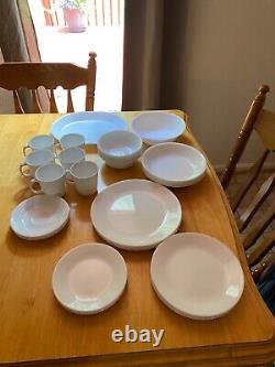 Corelle Winter Frost White Dinnerware Serves 6 Plus Bowl and Platter 44 Pieces