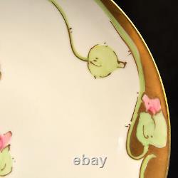 Coronet Limoges Plate Hand Painted by Lamour Pink White Poppy withGold 1920+ HTF