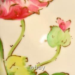 Coronet Limoges Plate Hand Painted by Lamour Pink White Poppy withGold 1920+ HTF