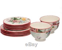 Country Garden Dinnerware Set of 24 Serves 8 Dishes Plates Bowls Floral White Re