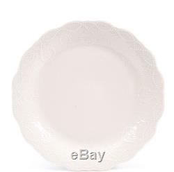 Country White Dinnerware Set of 24 Elegance Embossed Bead Linen Dishes Plates Bo