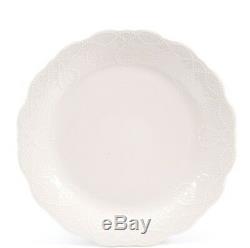 Country White Dinnerware Set of 36 Elegance Embossed Bead Linen Dishes Plates Bo