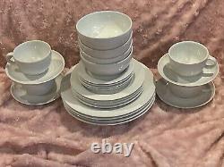 Crate & Barrel ROULETTE WHITE Set Of 24 Dinner Set Spal Porcelain Portugal