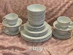 Crate & Barrel ROULETTE WHITE Set Of 24 Dinner Set Spal Porcelain Portugal