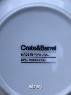 Crate & Barrel Roulette Dinnerware Set 38Pc White/Blue Spal Porcelain Portugal +