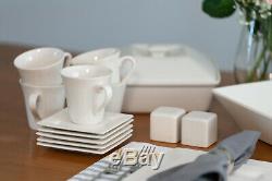 Cream White Nova Square Banquet 45-Pcs Dinnerware Set Porcelain Dishwasher-Safe