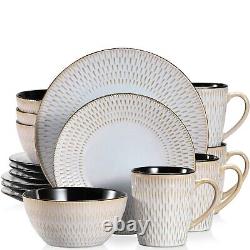 Creamy Stoneware Ceramic Dinnerware Set for 4 8 12 SKU 70099