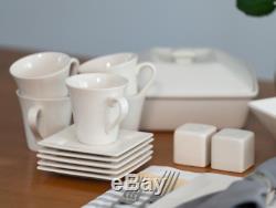 Crockery 45-Piece White Soft Square Dinnerware Set Dinner Plates Dishes Bowls