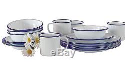Crow Canyon Home Vintage Style Enamelware 16 Pc Starter Dinnerware Set Svc for 4