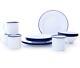 Crow Canyon Vintage Style Enamelware 16 Pc Dinnerware Starter Set for 4 Wh/Bl