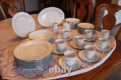 Crown Ming Fine China Vintage Royal Palm Pattern 44 Piece Dinnerware Grouping