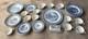 Currier & Ives Royal Blue/White Dishes 37 Pieces Lot Mid-Century Vintage Used
