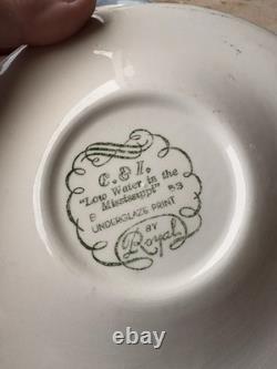 Currier & Ives Royal Blue/White Dishes 37 Pieces Lot Mid-Century Vintage Used