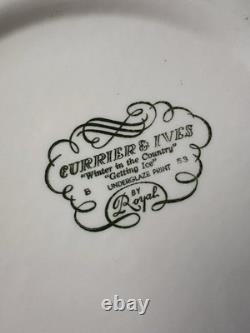 Currier & Ives Royal Blue/White Dishes 37 Pieces Lot Mid-Century Vintage Used