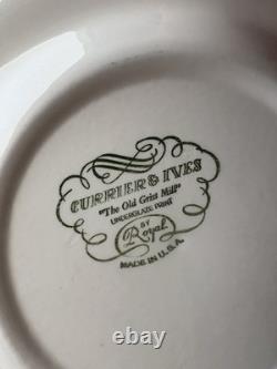 Currier & Ives Royal Blue/White Dishes 37 Pieces Lot Mid-Century Vintage Used