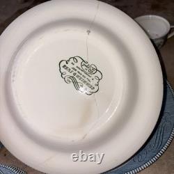 Currier & Ives Royal Blue/White Dishes 37 Pieces Lot Mid-Century Vintage Used