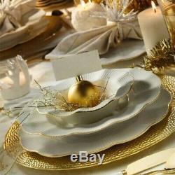 DINNERWARE 83 Piece set for 12. White-Gold Plated KÜTAHYA Porcelain MadeinTurkey