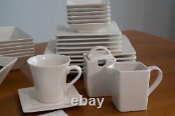 DINNERWARE SET 45-Piece Service for 6 Oven-to-Table Square White Stoneware