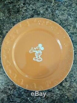 DISCONTINUED Disney Parks Mickey Mouse White Icon Pumpkin Ceramic Dish Set 36ct