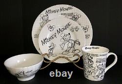 DISNEY 16pc MICKEY MOUSE Sketchbook DINNERWARE SET 90th ANNIVERSARY Zrike NWT