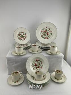 DO908 MIKASA SUMMER TRELLIS Six 5 pc place setting minus 1 saucer 29 Pieces