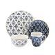 Delice Casual Round Dinnerware Set 16-Piece Porcelain Party-4 Dinner & 4