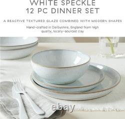 Denby White Speckle 12 Piece Tableware Set