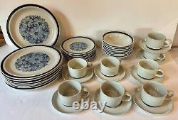 Designer's Collection Farmhouse Stoneware Blue Shasta Dinnerware Japan 40 Pcs