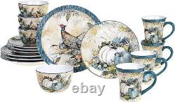 Dinnerware Handpaint Plate Gift Service for 4Made From Durable Earthenwar 16 PC