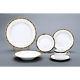 Dinnerware Serving Set 36 Pieces Porcelain Lillyana Pattern Gold/Platinum Combo