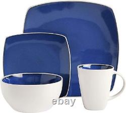 Dinnerware Set 16 Pc Square Dinner Dish Kit for 4 Home Kitchen Dining Dishware