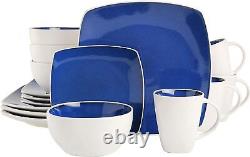 Dinnerware Set 16 Pc Square Dinner Dish Kit for 4 Home Kitchen Dining Dishware