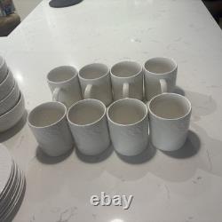 Dinnerware Set 32 Piece Service for 8 White Porcelain Pfaltzgraff Sylvia Plates