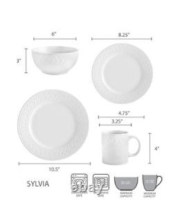 Dinnerware Set 32 Piece Service for 8 White Porcelain Pfaltzgraff Sylvia Plates