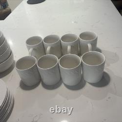 Dinnerware Set 32 Piece Service for 8 White Porcelain Pfaltzgraff Sylvia Plates