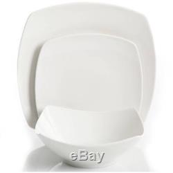 Dinnerware Set 36 Pcs White Square Dishes Service For 12 Casual Ceramic Everyday