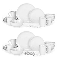 Dinnerware Set, 40-Piece Service For 8, with Dinner Plates, 40 Pieces Set White