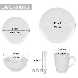 Dinnerware Set, 40-Piece Service For 8, with Dinner Plates, 40 Pieces Set White