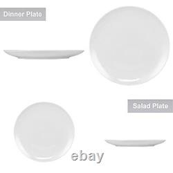 Dinnerware Set, 40-Piece Service For 8, with Dinner Plates, 40 Pieces Set White