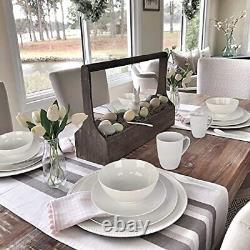 Dinnerware Set, 40-Piece Service For 8, with Dinner Plates, 40 Pieces Set White