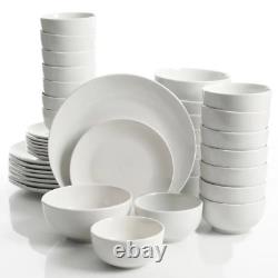 Dinnerware Set 40-Piece Service for 8 Round White Ceramic Microwave Safe