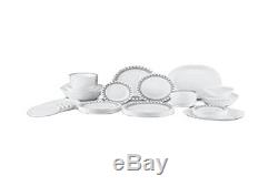 Dinnerware Set 74-pcs White Sophisticated Pattern Decor Dinner Serving Supplies