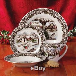 Dinnerware Set Bowl Dishes Mug Kitchen China Table Winter Village Christmas Gift