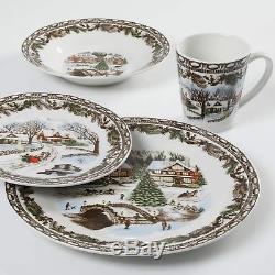 Dinnerware Set Bowl Dishes Mug Kitchen China Table Winter Village Christmas Gift