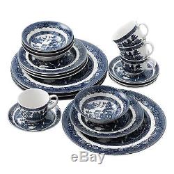 Dinnerware Set For 4 Blue White Plates Bowels Cups Saucers 20 Piece China Set