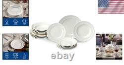 Dinnerware Set Porcelain Creamy White 18 Piece for Six Dishwasher Safe
