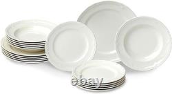 Dinnerware Set Porcelain Creamy White 18 Piece for Six Dishwasher Safe